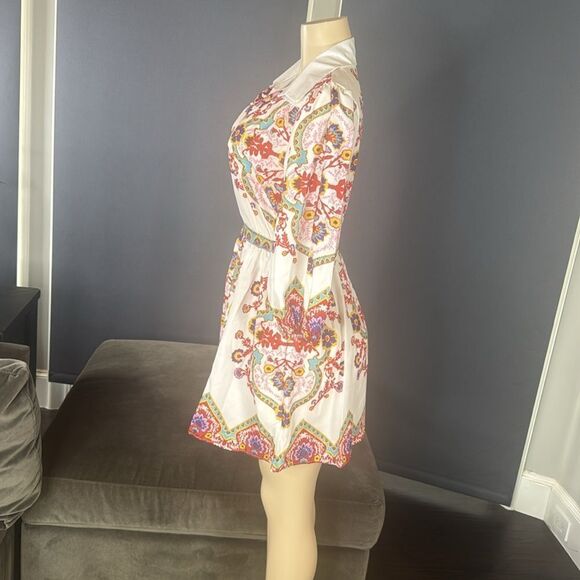 Women’s Floral Print White Summer Mini Dress *Tag Size M fits like a SMALL NEW - Picture 14 of 14